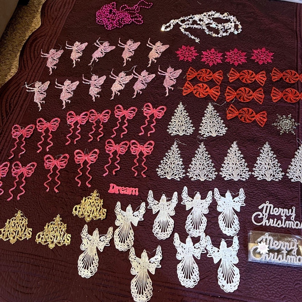 Hobby Lobby 67 Pc Shatterproof Christmas Ornament Lot Glitter Wreath Crafts